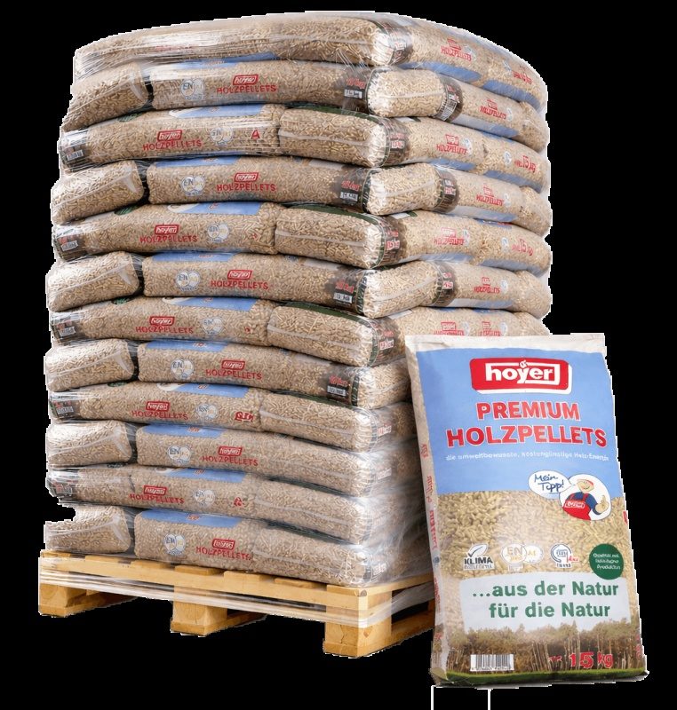 HOYER Pelletpalette – 990 kg in 66 Säcken – Produktansicht 1